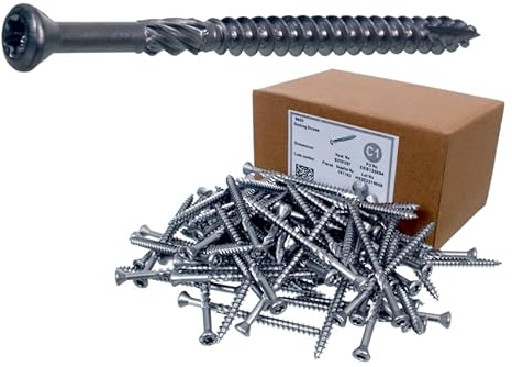 NAJDER Set di 200 viti per terrazzo 5x70 T25 in acciaio inox AISI 410 temprato, viti per legno Torx lunghe, per tavole, legno duro esotico, per esterni