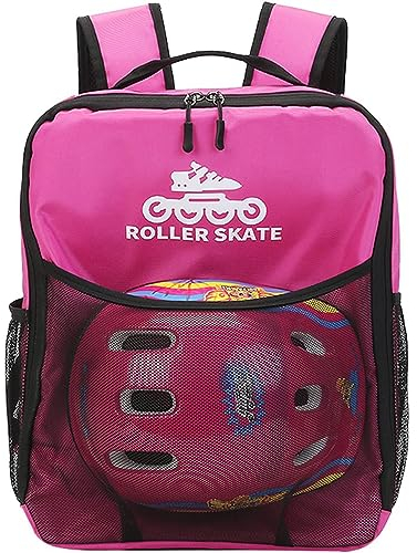 DJFOG Kinder-Schlittschuh-Tasche, Rollschuh-Tasche, Rollschuh-Rucksack, Schlittschuh-Inline-Skate-Aufbewahrungstasche, professionelle Rollschuh-Umhängetasche,Rosa,M