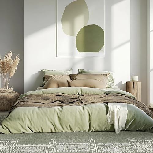 NICETOWN Machine Washable Sage Green Rug - 4 x 6 Rugs for Living Room Non-Slip Bedroom Vintage Trellis Ultra-Thin Throw Carpet for Dining Room Office