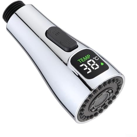 Kitchen Faucet Showerhead, LED Digital Display Faucet Showerhead, Showerhead Replacement Or Spare Spout Head For Kitchen Sink Mixer Tap (Chrome)