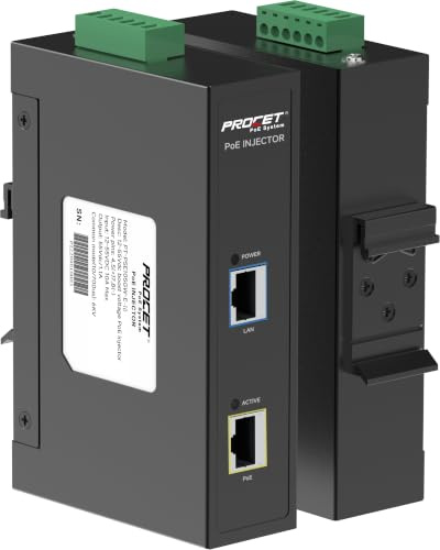 PROCET - Inyector PoE de 60 W 10 G Gigabit DIN Rail Industrial IEEE802.3bt/PoE++ PoE, protección contra sobretensiones PoE 6KV, amplia temperatura de trabajo de -40 °C a 65 °C, PT-PSE105GW-E-10