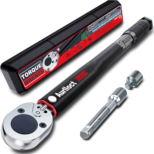 Aurlloct 1/2 Torque Wrench Set, Car Wheel Torque Spanner 20-230 Nm with 3/8'' Adapter, ± 3% Accuracy, 72 Tooth for Car Repair, Tire Replacement Etc
