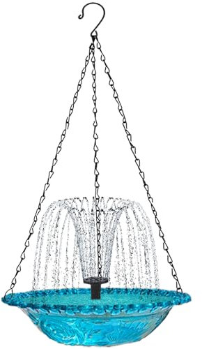 Fontane solari per Bagno degli Uccelli Fontana Solare per Bagno degli Uccelli Fontana Solare in plastica per Bagno degli Uccelli con Ciotola per Bagno con Catena Bagno degli Uccelli sospeso