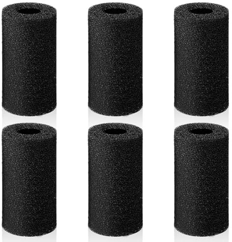 Xinjoduz 6 Stück Filterschwamm, 8cm Schwarz Vorfilterschwamm Aquariumfilter Filter Zubehör Anti-Saug-Schaumstoffabdeckung Rollen für mechanische Filterung kleine Fische Garnelen Aquarium Schutz