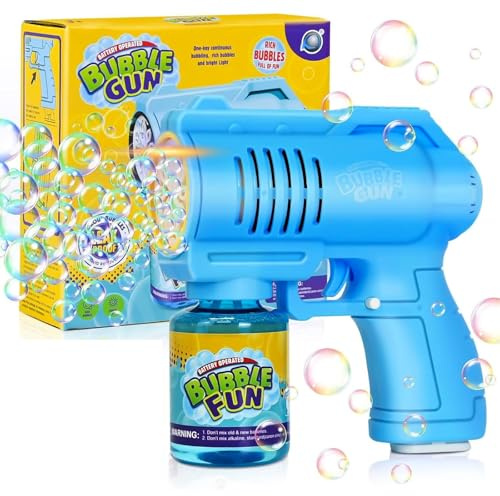 FORMIZON Pistola Bolle di Sapone, Bubbles Pistola Sparabolle di Sapone 4000+/Min, Spara Bolle di Sapone Automatico con Soluzione da 130 ml, Pistola Sparabolle per Festa/Nozze (Blu)