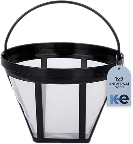 Anakel Home Universeller Dauerhafter Nylon-Kaffeemaschinenfilter 1x2 als Ersatz für Papierfilter | Wiederverwendbar, 9x9 cm, Schwarz | Kaffefilter 1X2 Mehrweg Universal Kaffeefilter Größe 2