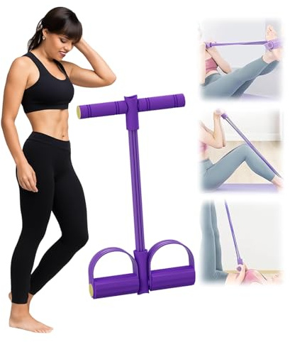 8 Tubos para Entrenador Abdominal y de Cuerda con Bandas Elásticas, Máquina de Gimnasio en Casa Multifunción para Fitness, Yoga, Pilates y Ejercicios de Rehabilitación (Púrpura)