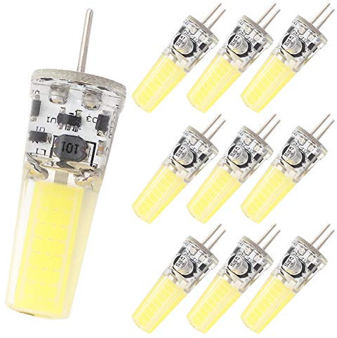 GRV G5.3 COB 2508 3W AC12V DC12~24 V Schrank LED Silikon Licht Kristall 35 W Leuchtmittel Glühlampen Track Ersatz, cool white, 10er-Pack