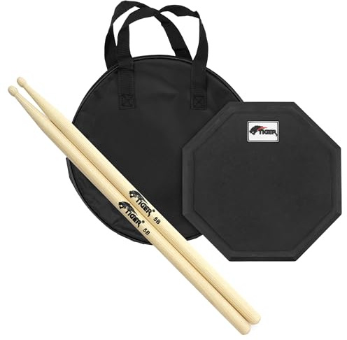 TIGER Trumövningsdyna med TIGER hickory 5B trumpinnar