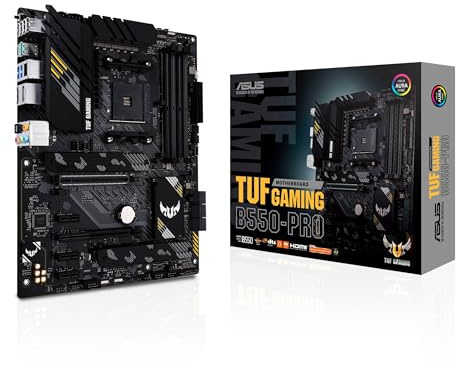 ASUS TUF Gaming B550-Pro Mainboard Sockel AMD Ryzen AM4 (ATX, PCIe 4.0, 2X M.2, 2,5Gbit/s-Ethernet, SATA 6Gbit/s, USB 3.2 Gen 2 Typ-A und Typ-C, Aura Sync)