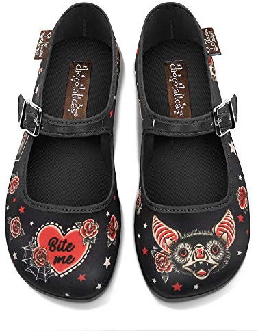 Hot Chocolate Design Chocolaticas Funky Canvas Mary Jane - Zapatos Planos para Mujer, Dark Tattoo, 37 EU