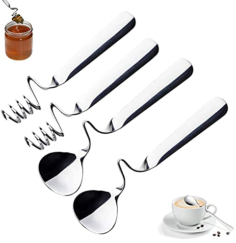AYEUPZ Set di 2 cucchiaini da caffè in acciaio inox, Cucchiai per Il Miele per marmellata e miele Acciaio ​Inossidabile e Honey Spoon，Cucchiaio Miele Marmellata