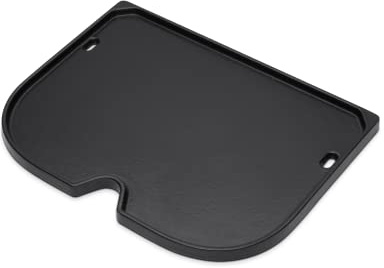 Weber Lumin Compact Electric Barbecue Griddle/Porcelain-Enamelled Cast Iron Grill Pan with Non-Stick Surface & Raised Edges, Durable BBQ Accessory, 1.3 x 28.5 x 21.5 cm, Black