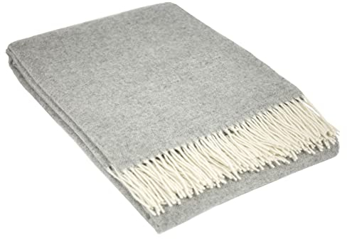 Merino Wolldecke 140x200 – Weiche Merino Decke mit 10% Kaschmir – Luxuriöse Schafwolldecke mit Tasseln – Warme Wolldecke für Sofa, Bett & Outdoor – Stylish Weiche Kuscheldecke - Nostra Wolldecken