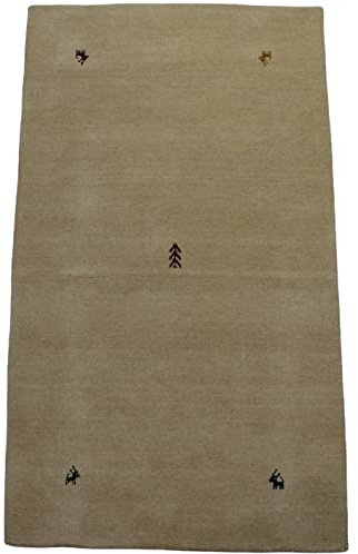 Gabbeh Alfombra Beige 100% Lana Tejida a Mano Loom Oriental Alfombra 70 x 140 cm Lori v.c