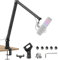 Bras de Micro, Aveek Support de Bras de Microphone à Ciseaux Pliable, Réglable, Auge de Câble Cachée, adaptateur 3/8 à 5/8 pour Blue Yeti Snowball HyperX QuadCast，ST-31