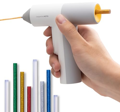 HOTO Pistola de Silicona Caliente,Pistola Pegamento Caliente Calentamiento Rápido 30S, 3000mAh Batería Recargable por USB-C,Con 40PCS Barras,Para Bricolaje Arte,Empaques,Reparaciones y en El Hogar