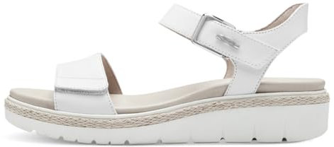 Tamaris Damen Sandaletten, Frauen Sandalen,Wechselfußbett,Strandschuhe,Sommersandalen,bequem,flach,Sommerschuhe,Freizeitschuhe,White,37 EU