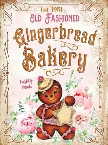 Shabby Chic Gingerbread Bakery Sign Pink Bakery Sign Shabby Chic Tin Signs 12x16 Inch poster