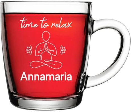 polar-effekt Glas Teebecher 340 ml mit personalisierter Gravur - Glastasse mit Namen - Teeglas für Kaffee, Tee und Wasser - nachhaltig BPA-Frei