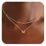 LEXODY Gold Initial Necklaces for Women, 14k Gold Plated Round Letter A-Z Pendant Necklace Trendy Capital Monogram Necklace Dainty Name Pendant Necklace for Women Jewelry Gifts