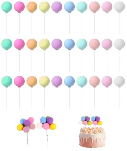 Confezione da 30 palline per decorazione torte, toppers per torta, palline per decorazione torta, palline per decorazione torta, palloncini colorati da utilizzare per matrimoni, compleanni