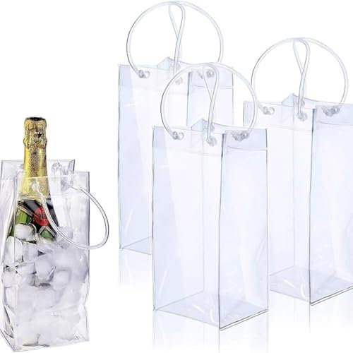 Borsa Refrigerante per Vino Portatile - Borsa per Buste di Ghiaccio Pieghevole in PVC Trasparente - Glacette Vino Refrigerante - Perfetta per Raffreddare Bottiglie di Vino per Feste all'Aper