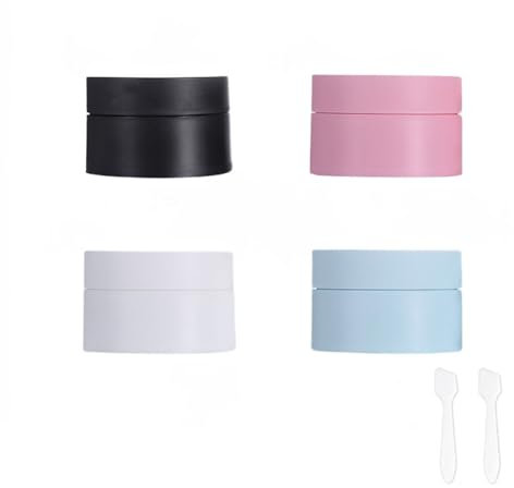 MORICOH 4 Pots Cosmétiques Ronds 30ml, Contenants de Voyage Vides pour Crème, Baume à Lèvres et Échantillons (Noir, Blanc, Rose, Bleu)