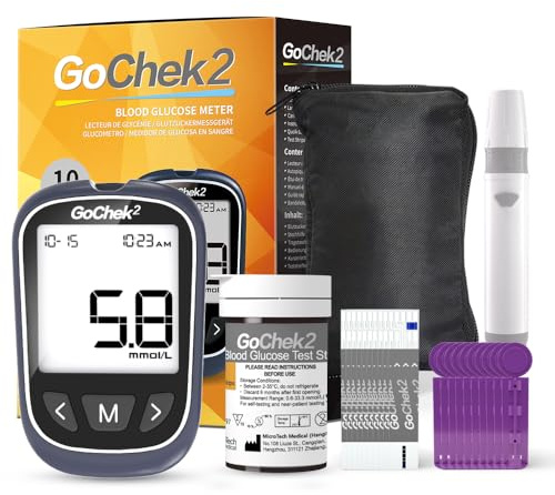 MicroTech Blood Sugar Monitor Kit 10 Strips & Lancets, No Coding, 500 Storage, Wider HCT for Family （mmol）