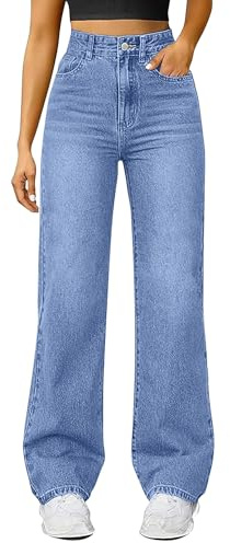 Générique Jean Femme Coupe Droite - Jean Taille Haute Femme Ample Pantalons Stretch Extensible Pantalons Taille Elastique Slim Fit Trousers Tendance Et Décontracté Trousers D'Extérieur Confort