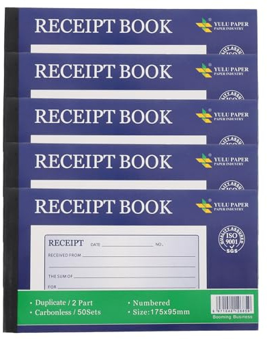 Gogogmee 5 Pièces Bloc de Reçus Autocopiant Volets Carnet Facture Commande pour Petite Entreprise Bureau Suivi Paiement Caisse