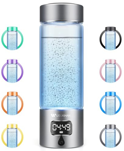 Hydrogen Water Bottle Generator with 4th Generation SPE/PEM Technology, Portable Hydrogen Water Ionizer Machine, Birthday,Xmas Gift for Husband,Wife,Lovers,Friends,Travel (Gray, 9.05in*Φ2.64in)