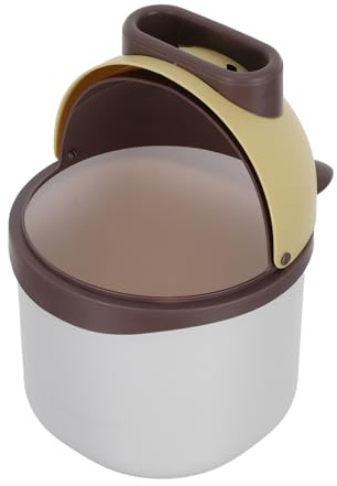 DIYEAH Mini Cubo de Basura de Escritorio Pequeño con Tapa Abatible, Papelera de Plástico Resistente con Forma de Oso Amarillo, Adecuado para Oficina, Baño y Espacios Reducidos