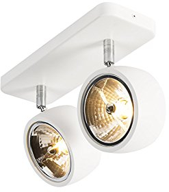 QAZQA - Industrie I Vintage I Moderner Deckenstrahler weiß verstellbar - Go Nine 2-flammig I Wohnzimmer I Schlafzimmer - Stahl Rund - LED geeignet G9