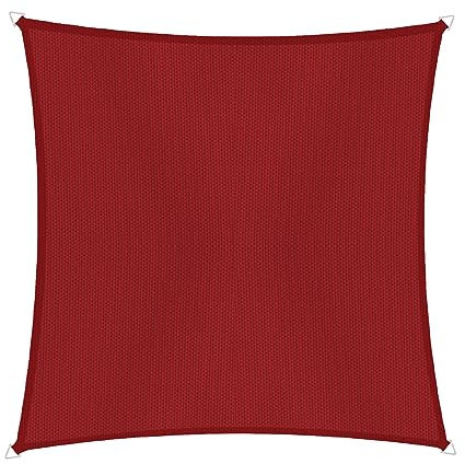 Windhager Sonnensegel Cannes Quadrat 3 x 3 m (gleichschenkelig), Sonnenschutz für Garten & Terrasse, UV- und witterungsbeständig, rot
