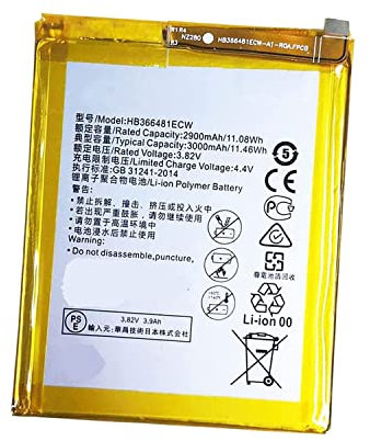 Backupower Ersatz HB366481ECW Akku Kompatibel mit Huawei P9/P9 Lite Honor 8/Honor 8 Youth Edition Venus NEM-UL10 EVA-DL00 2900mah