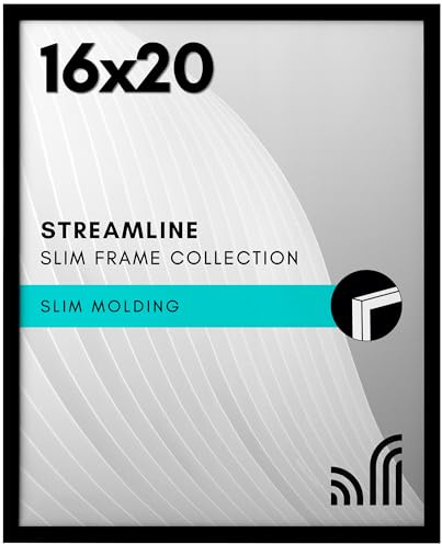 Americanflat 16x20 Picture Frame with Polished Plexiglass - Streamline Collection - Thin Border Picture Frame for Wall Display - Hanging Hardware Included - Black