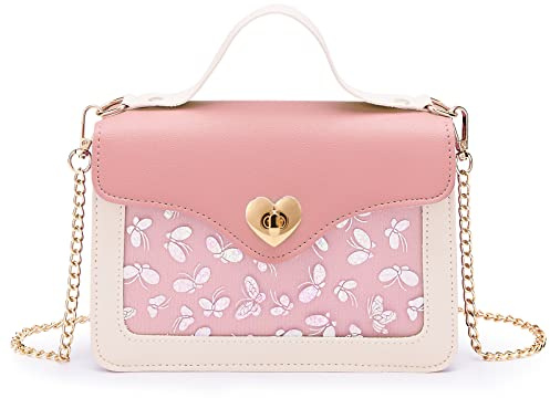 KALIDI Kleine Mädchen Handtaschen Herzförmiges Schloss Mädchen Geldbörse Mini Crossbody Taschen Kette Kinder Handtasche Schultertasche für Mädchen Kinder Kleinkind Teens, rose, INCH