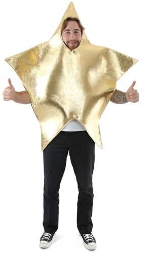 Adults Star Christmas Costume - Large Gold Star Costume with Face and Arm Holes - Mens Womens Unisex Novelty Christmas Nativity Fancy Dress Costume