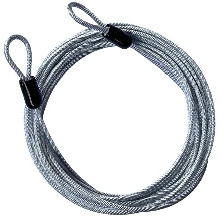 GOMRQING 30FT 3mm Outdoor Travel Long Security Cable Lock,Braided Steel Coated Safety Cable Luggage Lock,Safety Cable Wire Rope Double Loop Lightweight (1 Pack)