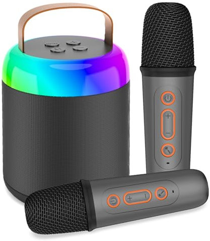 Onihan Karaoke Machine for Kids with 2 Microphones, Portable Kids Karaoke Machines for Girls with LED Party Lights,Girls Toys Birthday Gifts for Kids Age 14-18 (Black 2 Mic)