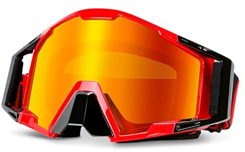 NENKI Motocross Brille, Motorradbrille mit Nasenschutz, Skibrille für Damen und Herren, für Outdoor-Sport, als mtb brille (Rot)