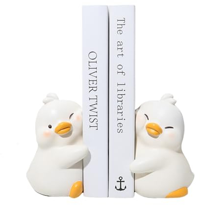 Sujetalibros con diseño de pato abrazo: extremos de libros decorativos y únicos para su hogar y oficina