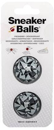 Sneaker Balls Shoe Deodorizer & Freshener Balls, Odor Eliminator for Shoes/Gym Bags/Lockers, Small 3.8cm Diameter, Quick-Twist Action, Long-Lasting 90-Day Fresh Scent- Edgy Black