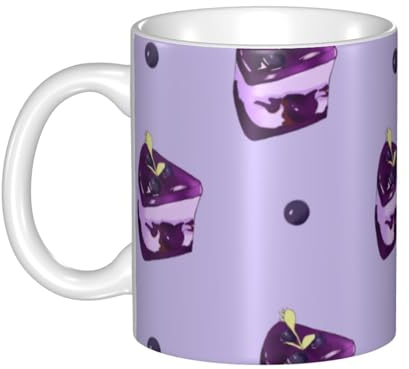 WapNo Blueberry Cake Tasse à thé en céramique pour bureau et maison avec poignée 355 ml