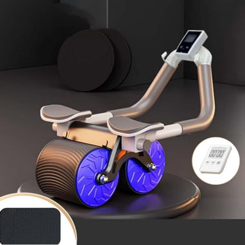 Ab Roller Wheel, Roulette Abdominaux, Rouleau Abdominal à Rebond Automatique, AB Roller pour Abdominaux, Roue D'Exercice Ab Roller avec Minuterie, Roue Abdominale avec Tapis d'entraînement