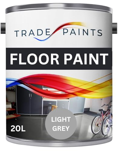 Trade Paints Heavy Duty Quick Dry Floor Paint - Garage, Workshop, Warehouse, Industrial Floor Paint - Ideal For Concrete, Stone, Brick, Wood & Metal (Light Grey 00A05, 20 l Pack of 1)