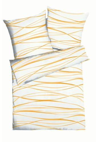 Kaeppel Bettwäsche Motion Waves - 100% Baumwolle Perkal (Orange 207, 1 x 80x80 + 1 x 135x200 cm)