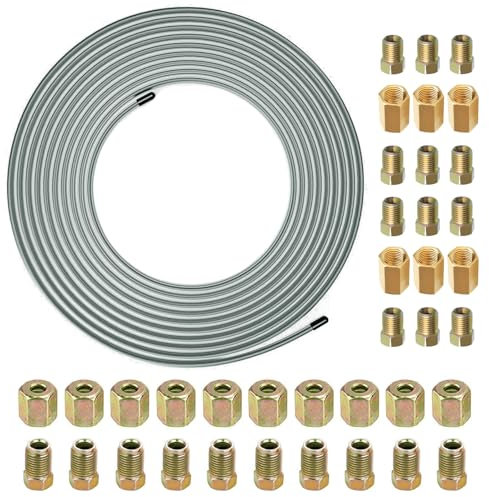 3/16 Brake Pipe Kit 32.5ft / 10m with Fittings for Automotive Brake Line Set (Kit 1)