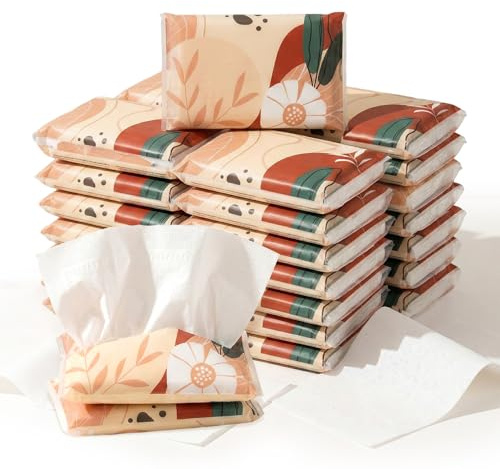 Lot de 22 paquets de mouchoirs de voyage – 8 fils de poche en papier 3 plis pour voyage, mariage, fêtes, voiture, sacs à main, poches